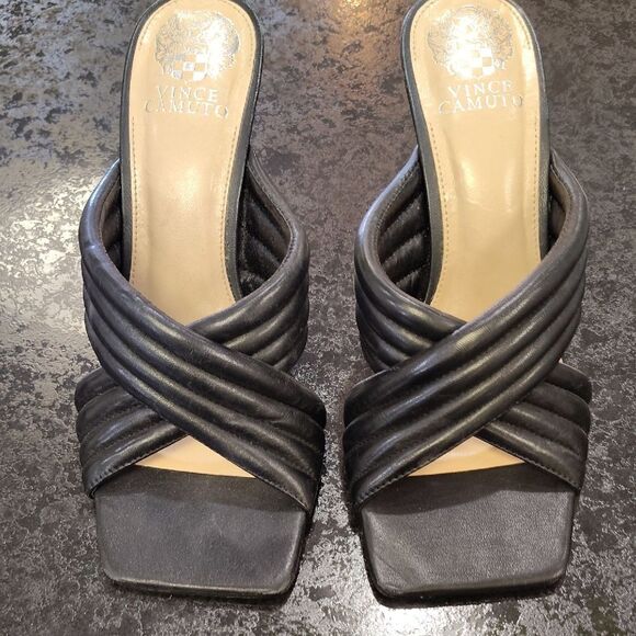 Vince Camuto Black Mules with Square Toe and Modern Design - Picture 1 of 6
